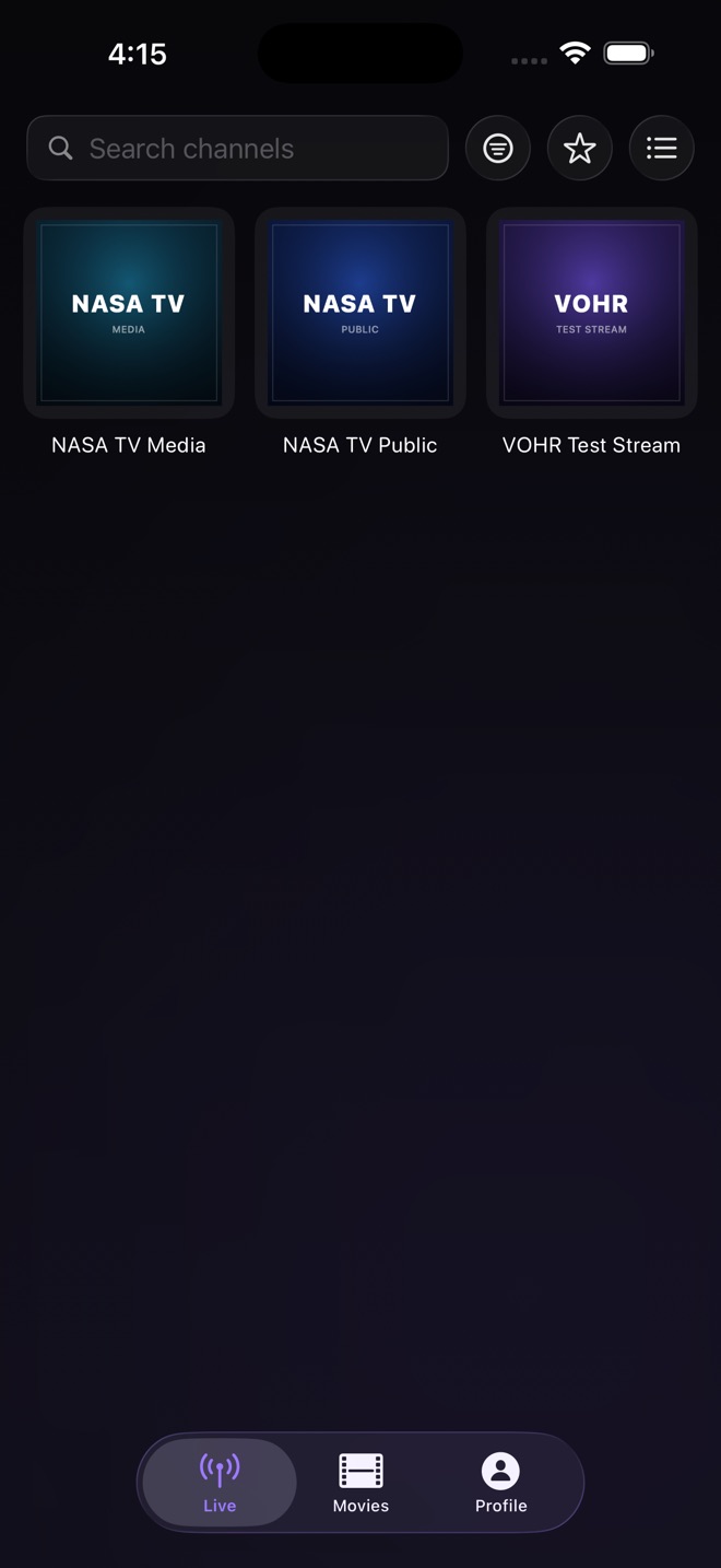 Live TV channel grid